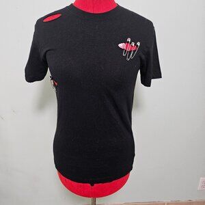 Hottopic distressed safety pin tee